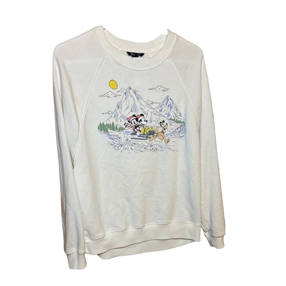 Disney  X American Eagle Mickey Mouse Graphic Sweatshirt Small White Crewneck